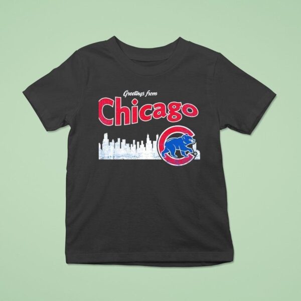 City Skyline Greatings From Chicago Cubs T Shirt