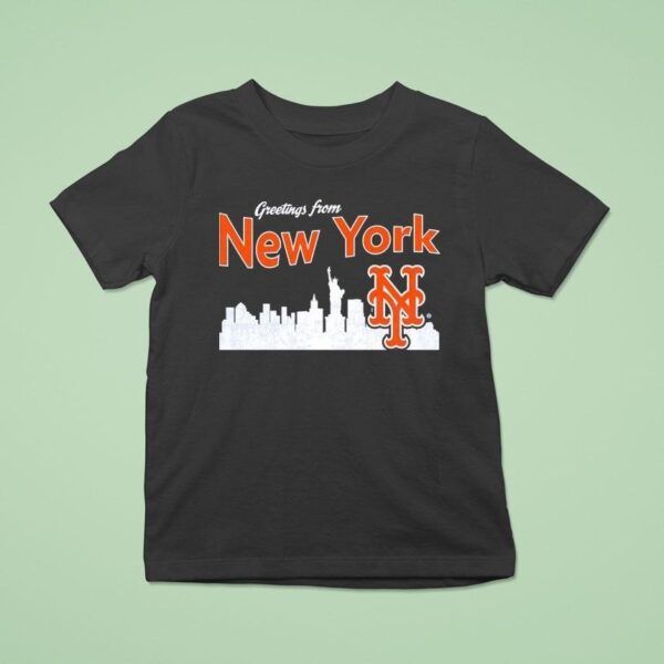 City Skyline Greatings From New York Mets T Shirt