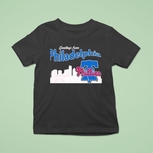 City Skyline Greatings From Philadelphia Phillies T Shirt