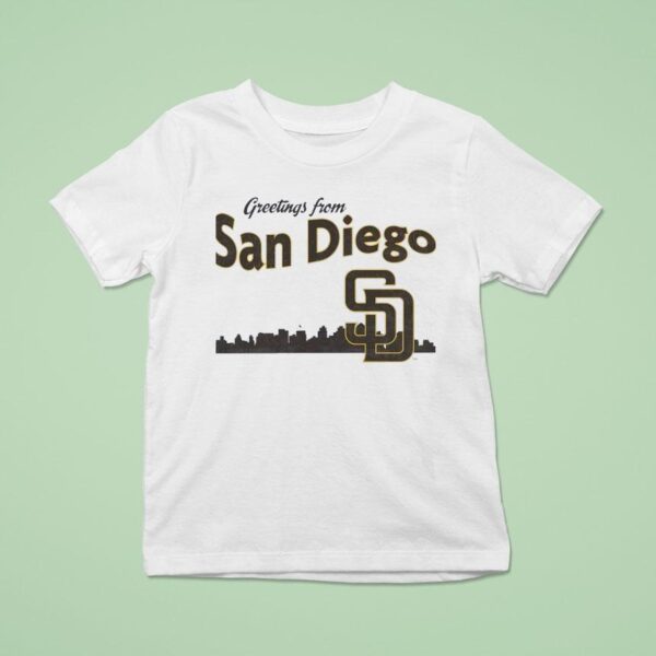 City Skyline Greatings From San Diego Padres T Shirt