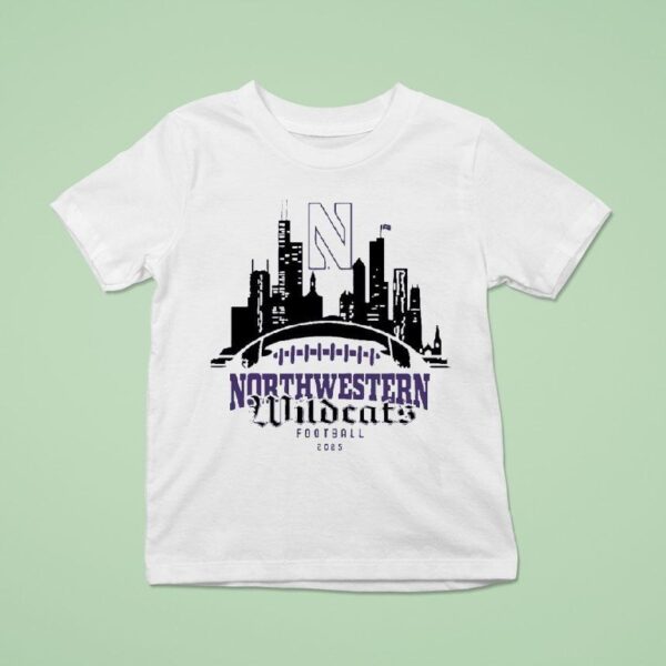 City Skyline Northwestern Wildcats Football Helmet T Shirt