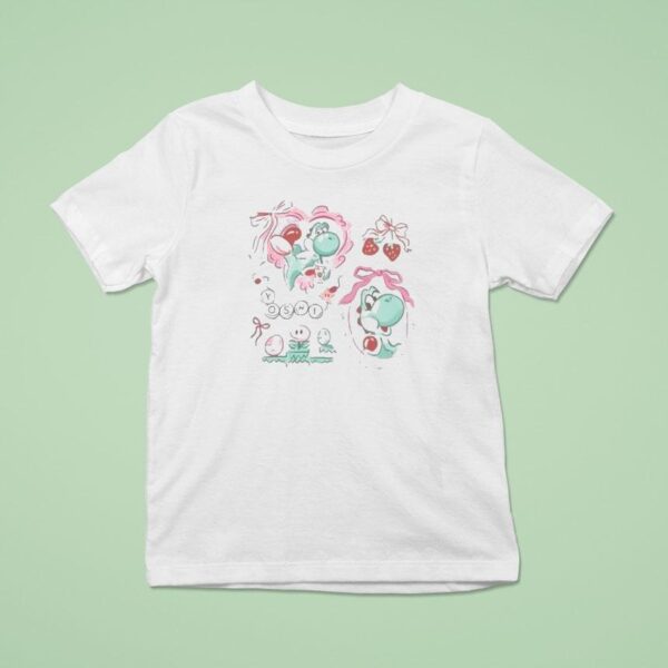Coquette Bow Mario Yoshi Baby Strawberries T Shirt