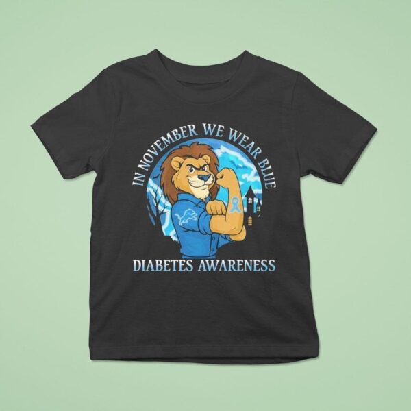 Detroit Lions In November We Wear Blue Diabetes Awareness Masco T Shirt
