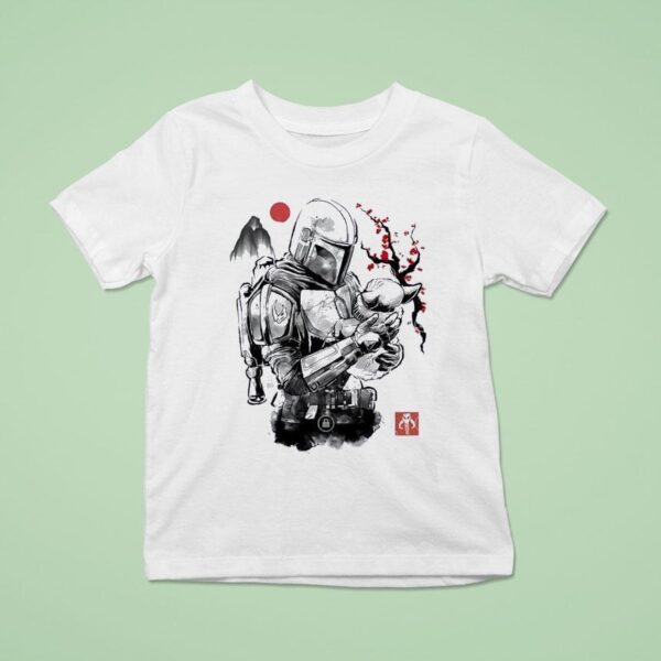 Din Djarin And Grogu In Japanese Sumi E Style T Shirt