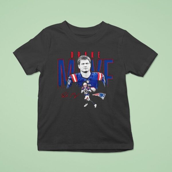 Drake Maye New England Patriots Football Signature T Shirt
