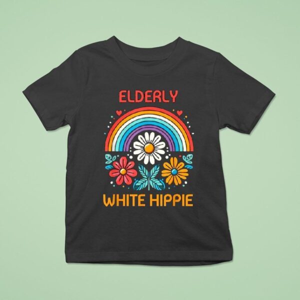 Elderly White Hippie Rainbow T Shirt