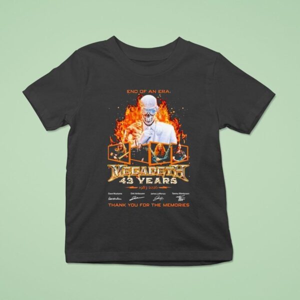 End Of An Era Megadeth Years Signatures Thank You For The Memories T Shirt