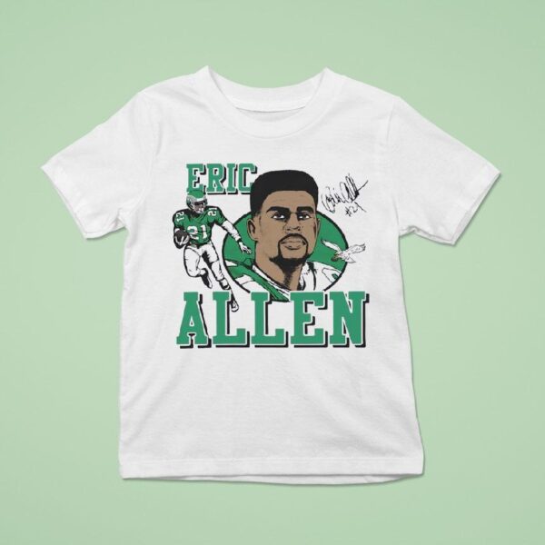 Eric Allen Philadelphia Eagles Football Signature Cartoon T Shirt