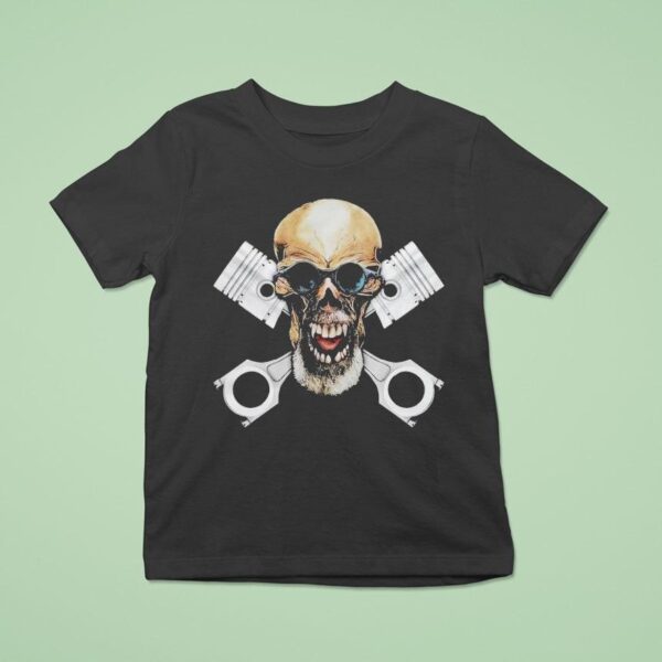 Goldberg S Garage Skull And Pistons T Shirt