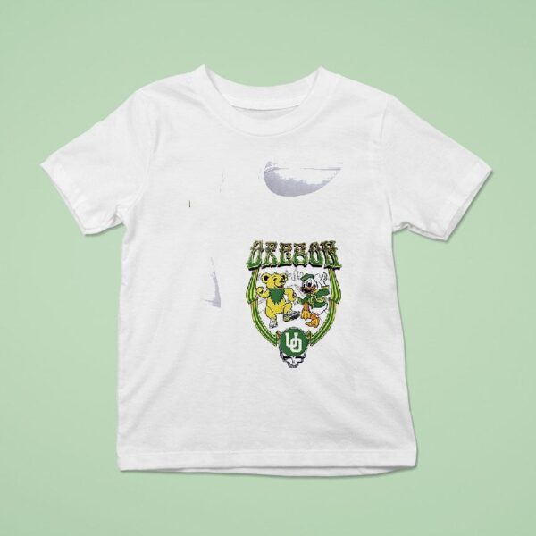 Grateful Dead X Oregon Ducks Yellow Bear And Mascot To Autzen T Shirt
