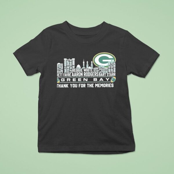 Green Bay Packers City Skyline All Names Of Legends Thank You For The Memories T Shirt
