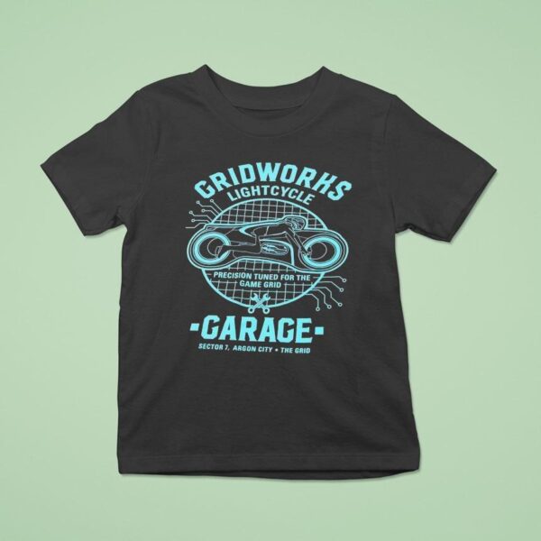 Gridworks Lightcycle Garage Precision Tuned For The Game Grid T Shirt