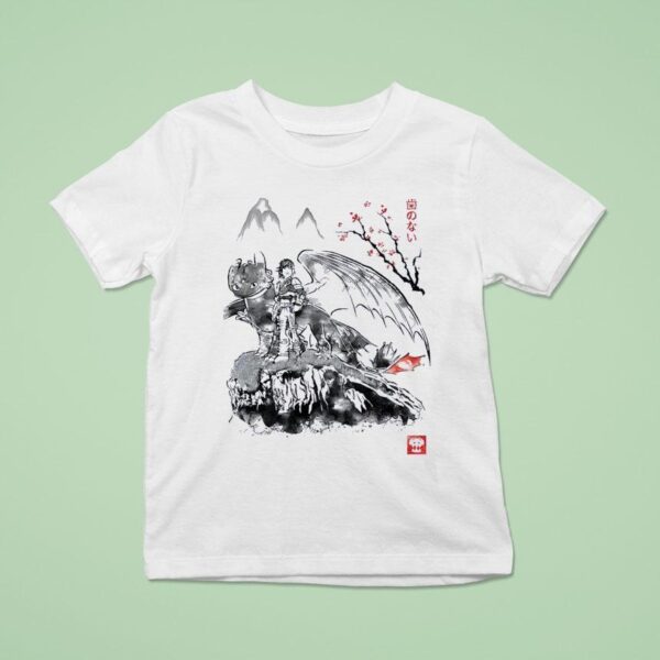 Hiccup And Toothless In Japanese Sumi E Style T Shirt