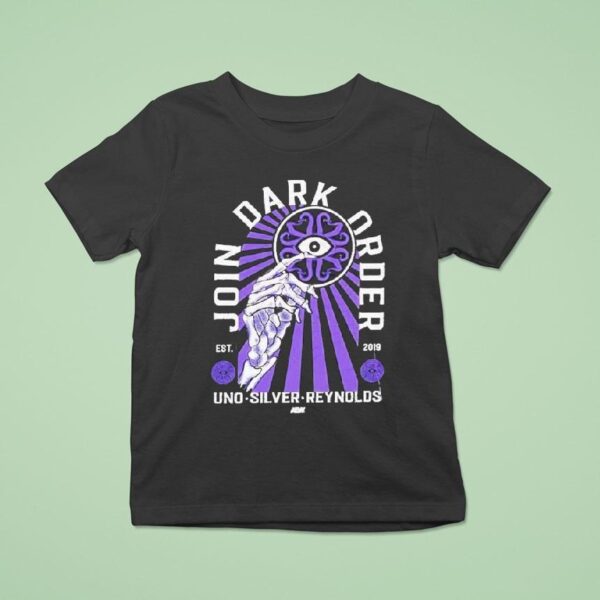 Join Dark Order John Silver And Alex Reynolds Uno Silver Reynolds Est Skeleton Hand T Shirt