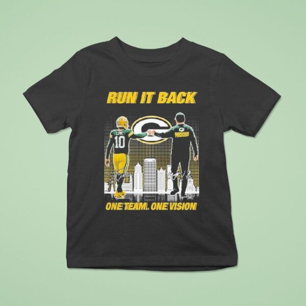 Jordan Love And Matt Lafleur Green Bay Packers Run It Back One Team One Vision Signatures T Shirt