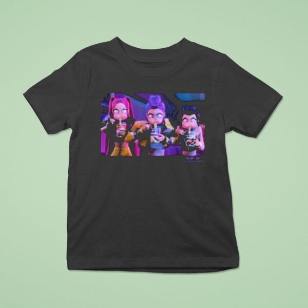 Kpop Demon Hunters Mira Rumi And Zoey Eating Ramen Angrily T Shirt