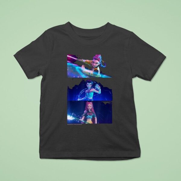 Kpop Demon Hunters Rumi Mira And Zoey Wielding Weapons T Shirt