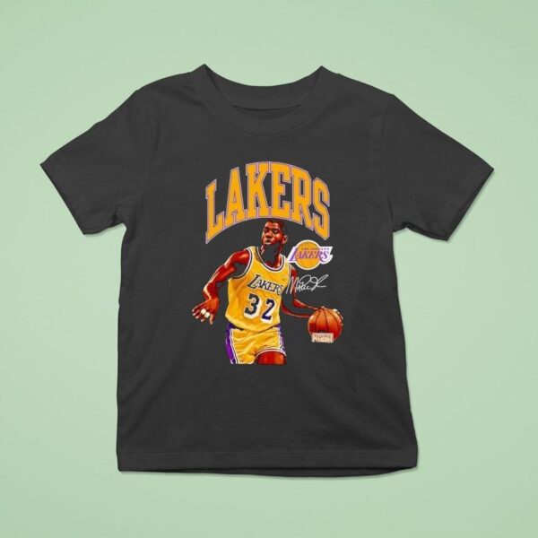 Magic Johnson Los Angeles Lakers Basketball Signature T Shirt