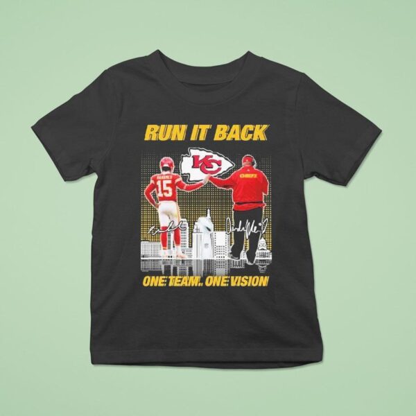 Patrick Mahomes And Andy Reid One Team One Vision Kansas City Chiefs Signatures T Shirt
