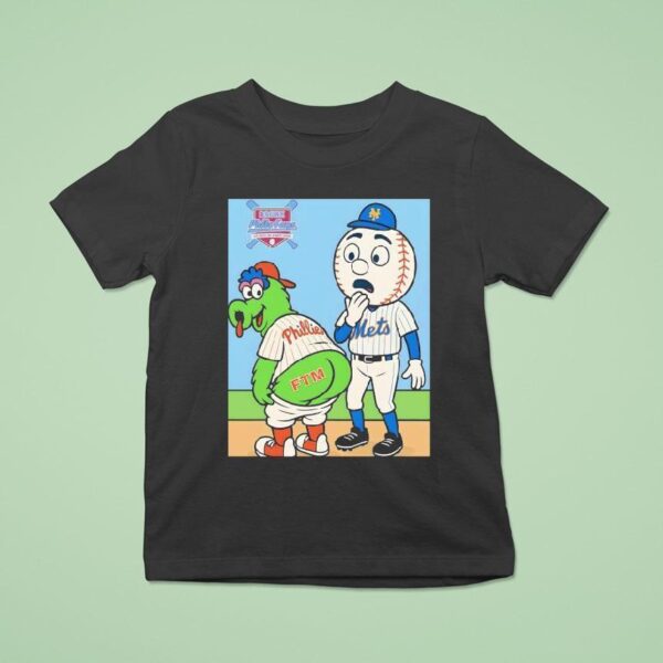 Phillie Phanatic Philadelphia Phillies Ftm Vs Mr Met New York Mets Caricature T Shirt