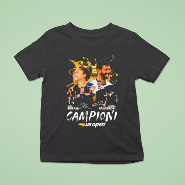 Sara Errani And Andrea Vavassori Campioni Us Open Signatures T Shirt