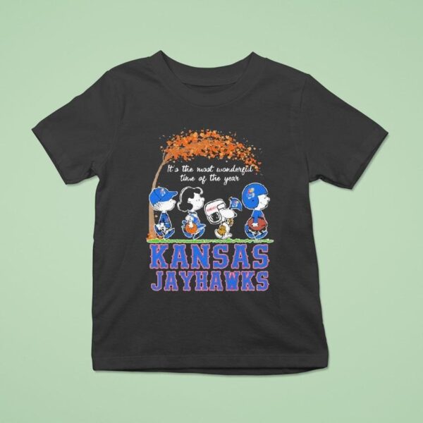Snoopy The Peanuts Kansas Jayhawks It S The Most Wonderful Time Of The Year T Shirt