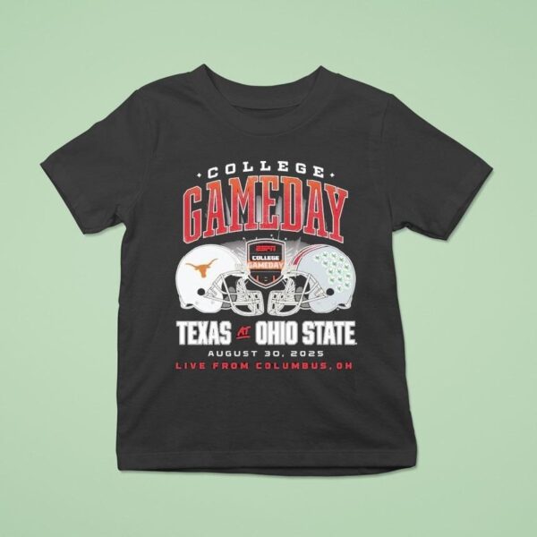 Texas Longhorns Vs Ohio State Buckeyes College Gameday Live From Columbus Oh Helmets T Shirt