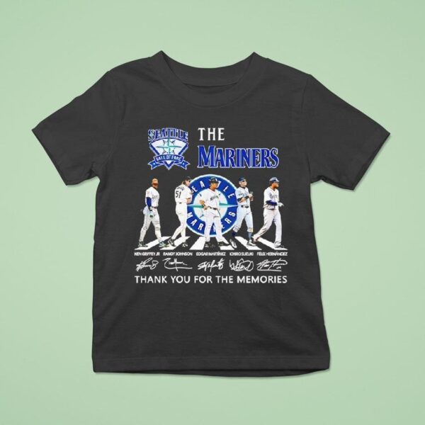 The Seattle Mariners Team Walking Across Thank You For The Memories Signatures T Shirt