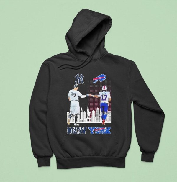 Aaron Judge And Josh Allen New York Yankees X Buffalo Bills Skyline Signatures Hoodie