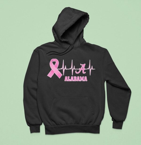 Alabama Heartbeat Pink Ribbon Breast Cancer Hoodie