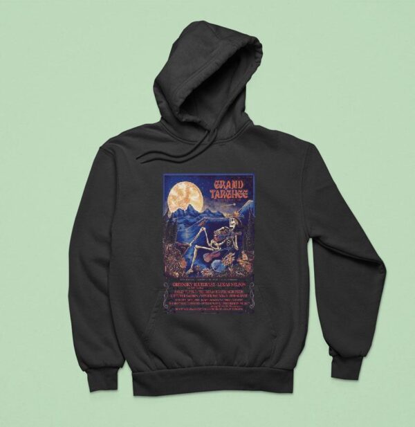 Annual Targhee Bluegrass Festival In Alta Wy Aug Th Skeleton Guitar Hoodie