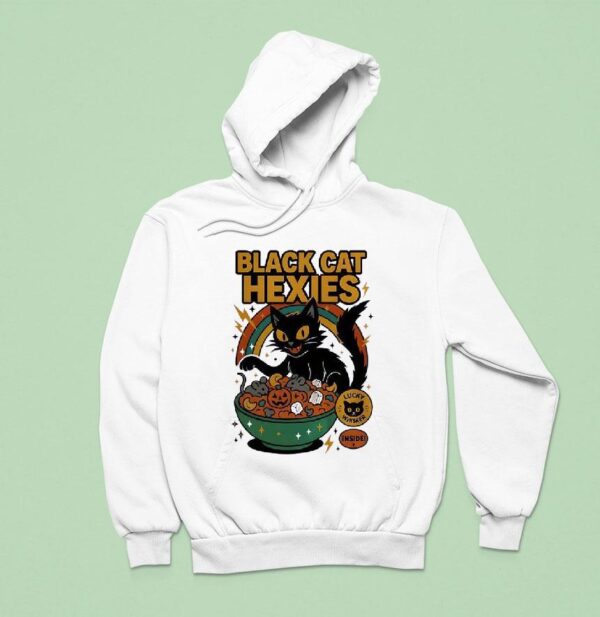 Black Cat Hexies Lucky Whisker Inside Halloween Hoodie