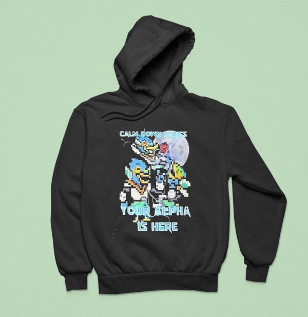 Calm Down Ladies Your Alpha Is Here Pixel Hoodie