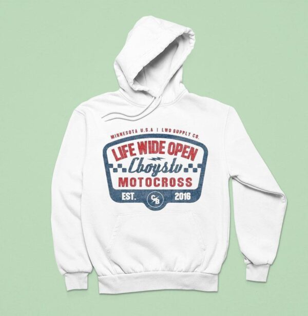 Cboystv Life Wide Open Motocross Race Day Minnesota Usa Est Hoodie
