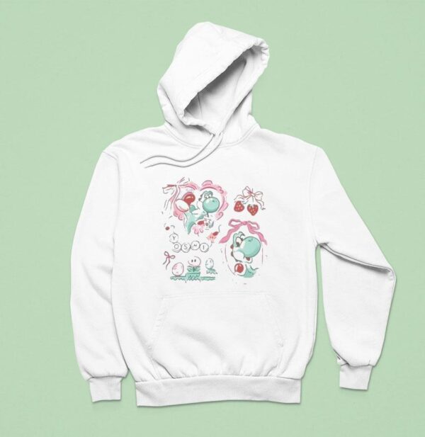 Coquette Bow Mario Yoshi Baby Strawberries Hoodie