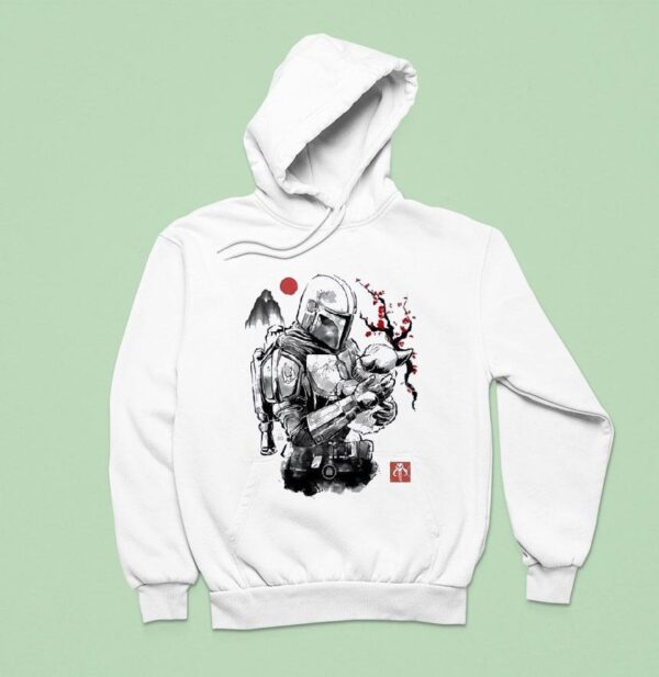 Din Djarin And Grogu In Japanese Sumi E Style Hoodie