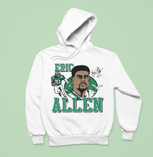 Eric Allen Philadelphia Eagles Football Signature Cartoon Hoodie