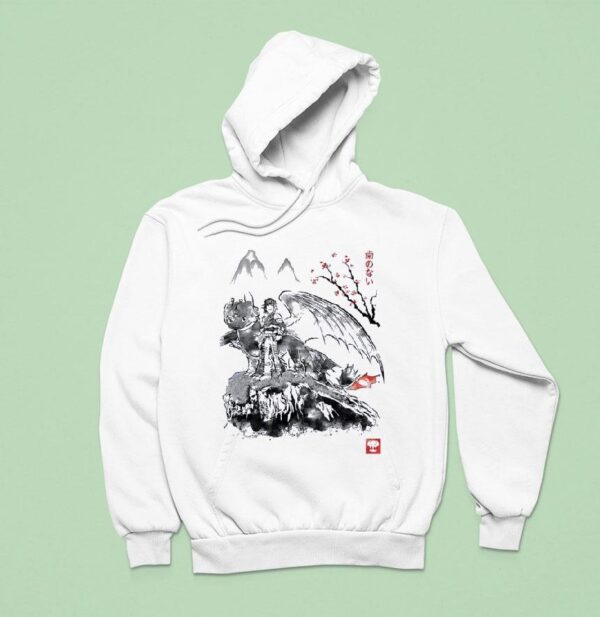 Hiccup And Toothless In Japanese Sumi E Style Hoodie
