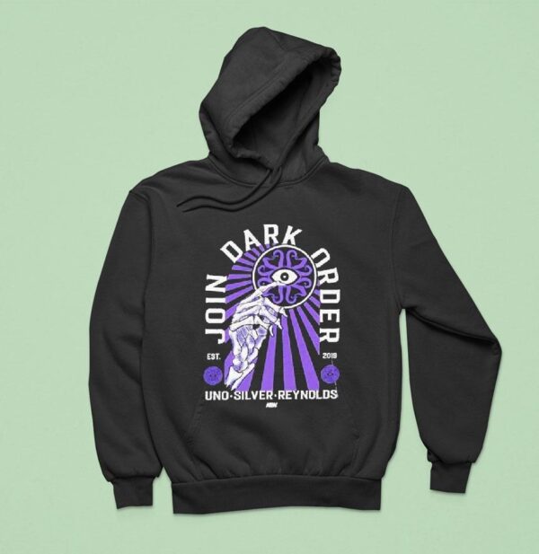 Join Dark Order John Silver And Alex Reynolds Uno Silver Reynolds Est Skeleton Hand Hoodie