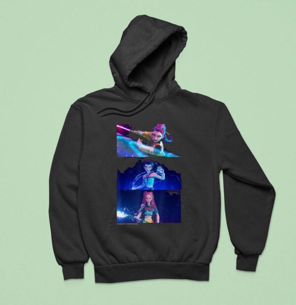 Kpop Demon Hunters Rumi Mira And Zoey Wielding Weapons Hoodie