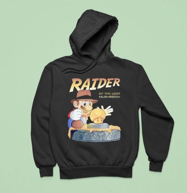 Mario As Indiana Jones Raider Of The Lost Mushroom Hoodie