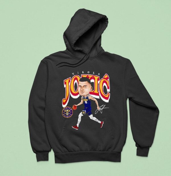 Nikola Jokic Denver Nuggets Basketball Cartoon Signature Hoodie
