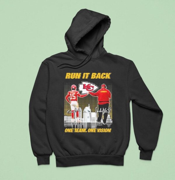 Patrick Mahomes And Andy Reid One Team One Vision Kansas City Chiefs Signatures Hoodie