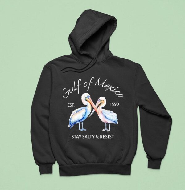 Pelican Gulf Of Mexico Print Stay Salty And Resist Est Hoodie