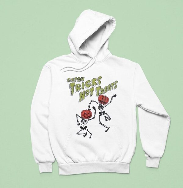 Skeleton Catch Tricks Not Treats Pumpkin Halloween Hoodie