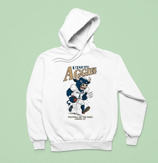 Usu Utah State Aggies Football On The Farm Logan Ut Big Blue Masco Hoodie