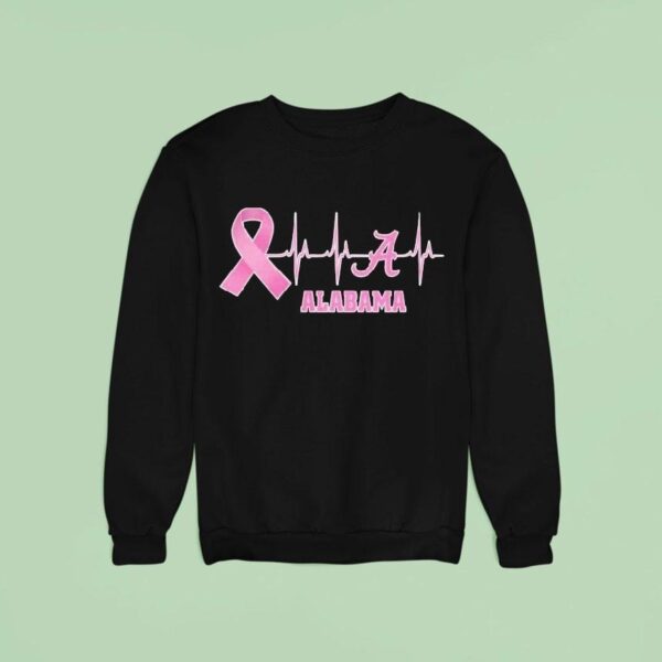 Alabama Heartbeat Pink Ribbon Breast Cancer Sweatshirt