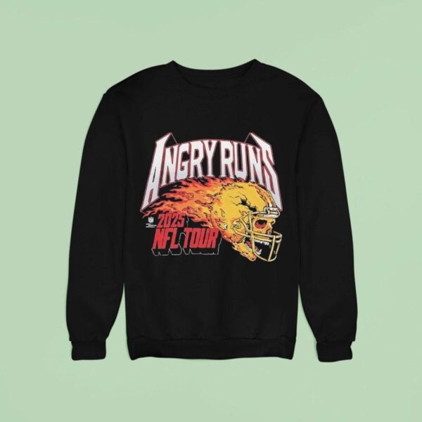 Angry Runs Nfl Tour Helmet Skull Flames Sweatshirt