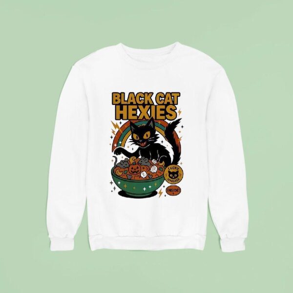Black Cat Hexies Lucky Whisker Inside Halloween Sweatshirt