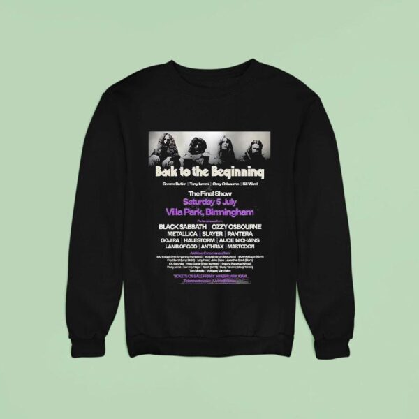 Black Sabbath Back To The Beginning The Final Show At Villa Park Birmingham On July Lineup Sweatshirt